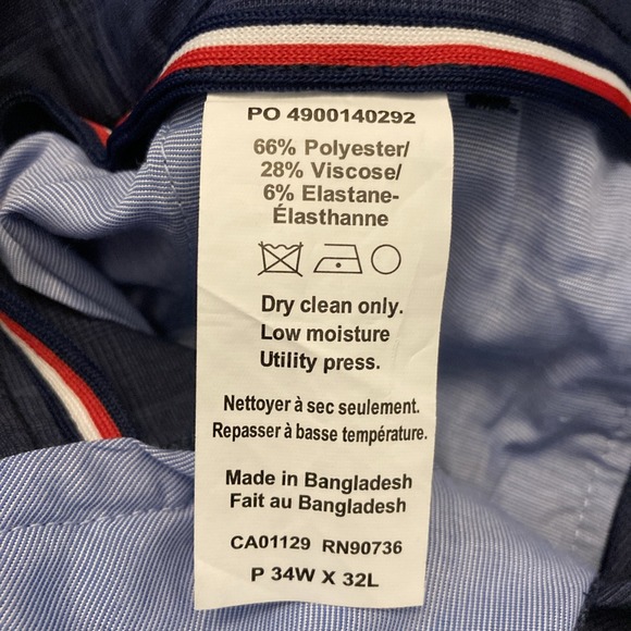 Tommy Hilfiger Men's Dress Pants 34x32 Blue Plaid Modern Fit F01083 - Picture 5 of 5